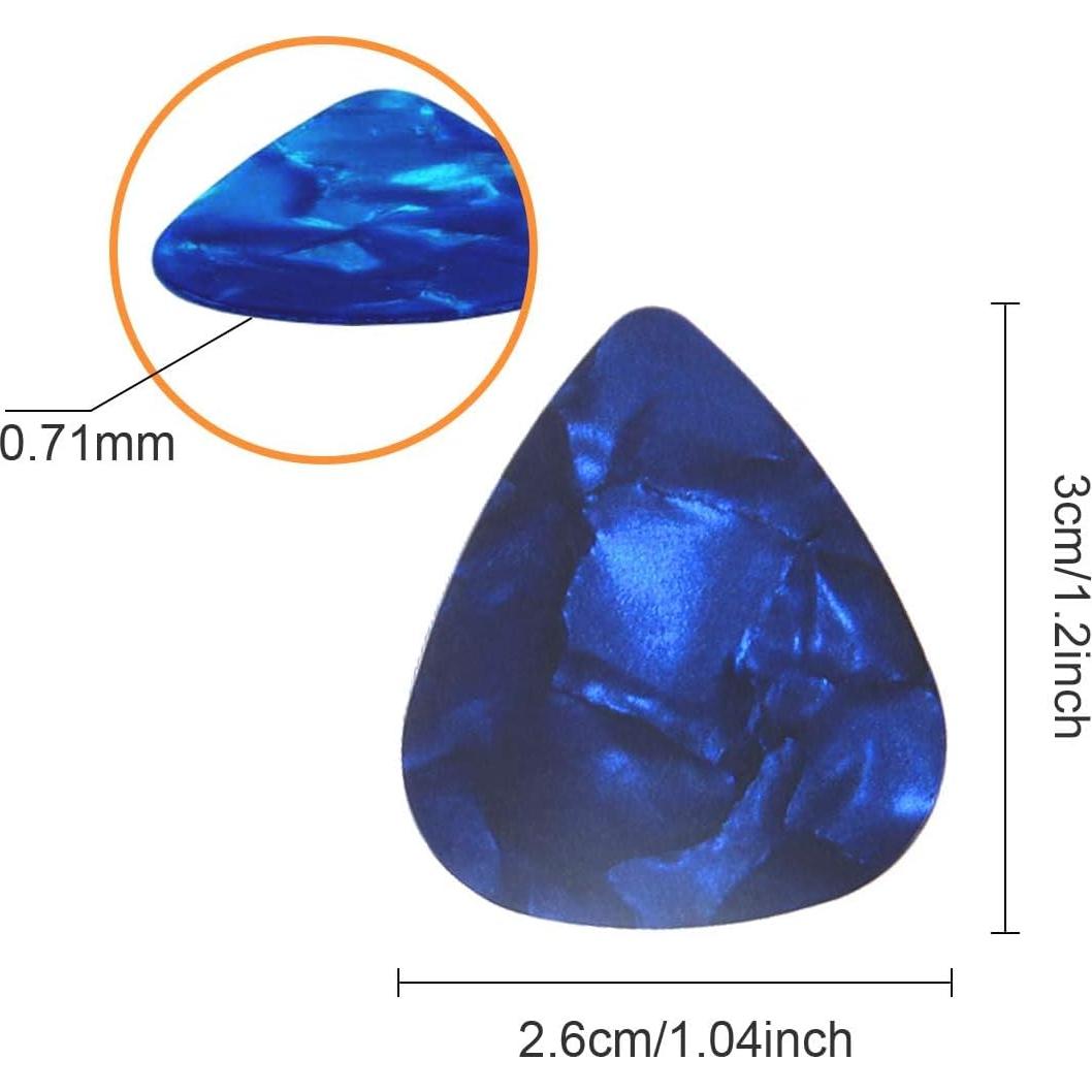 Paquete de 100 Púas de Guitarra Medianas 0.71mm Multicolor