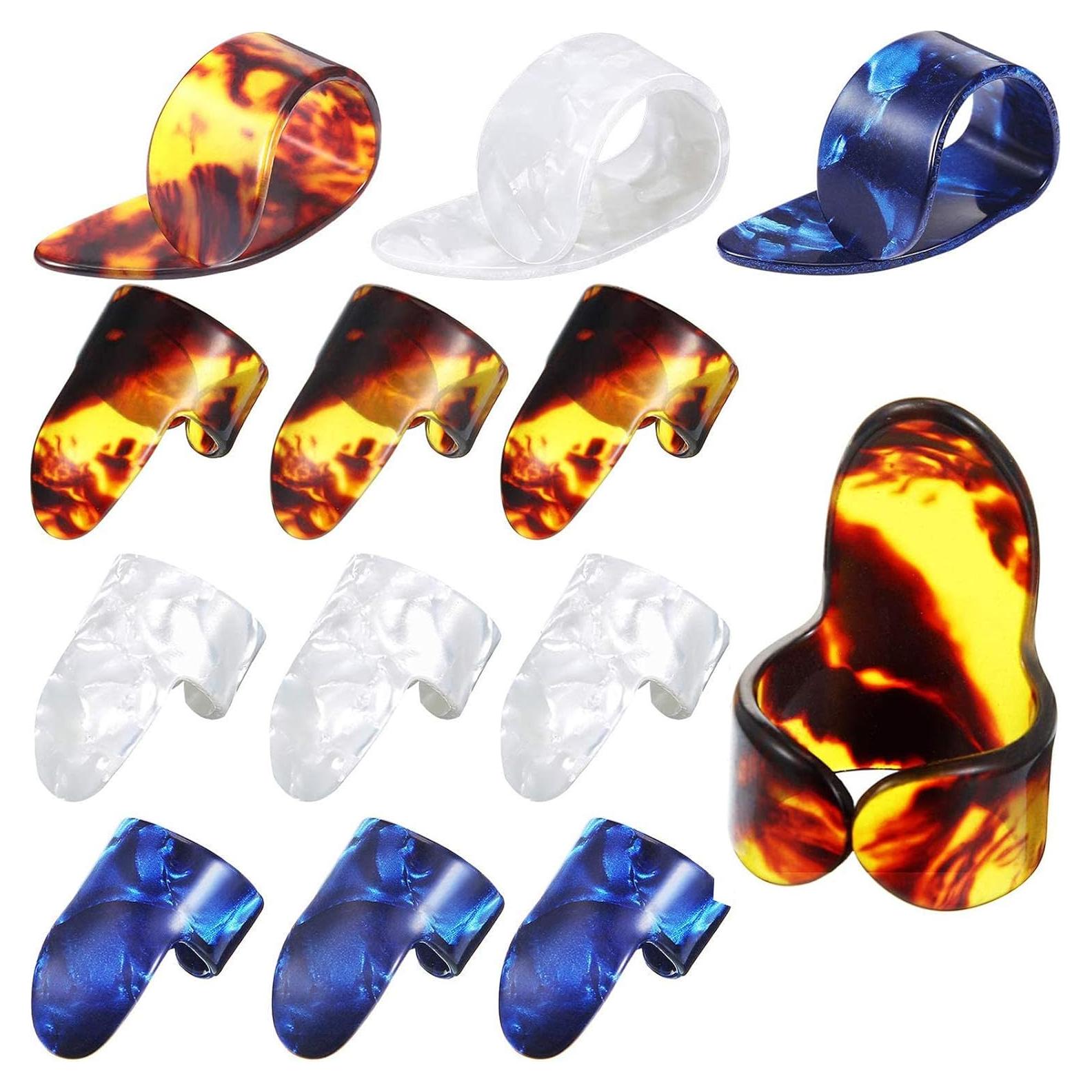 Puas de Pulgar Planas Celuloide 12 Piezas con Caja