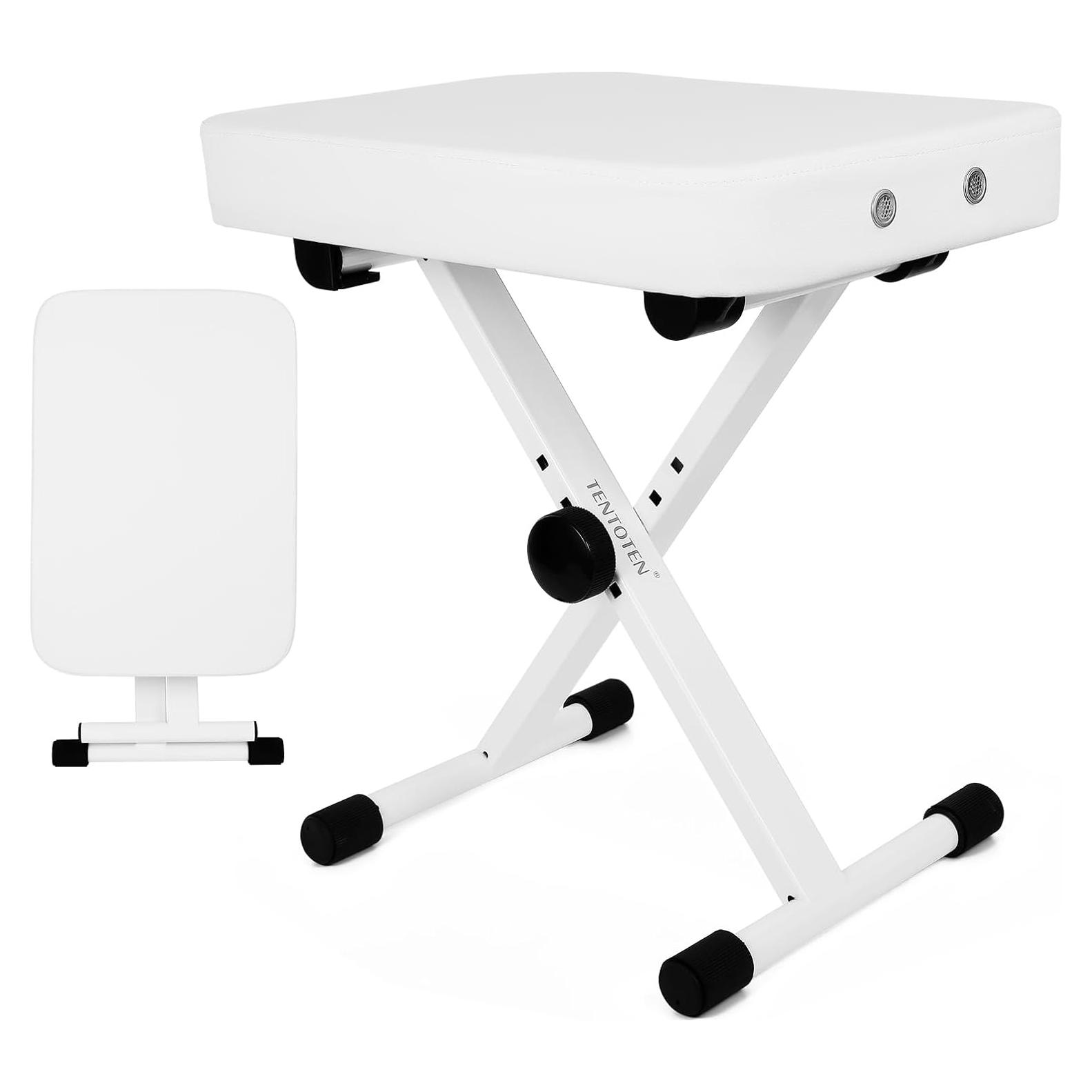 Banco de Piano TENTOTEN Ajustable Plegable Blanco 3.5 kg