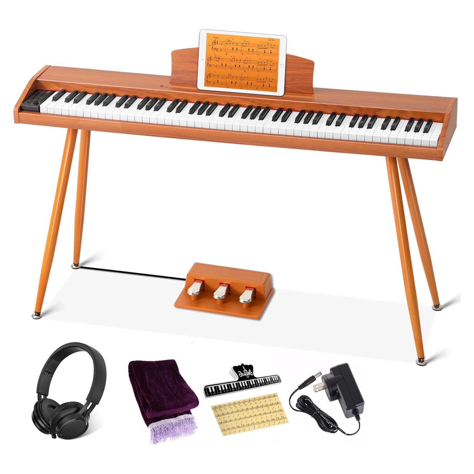 Teclado Piano Digital 88 Teclas UISCOM RS25T Marrón con Soporte