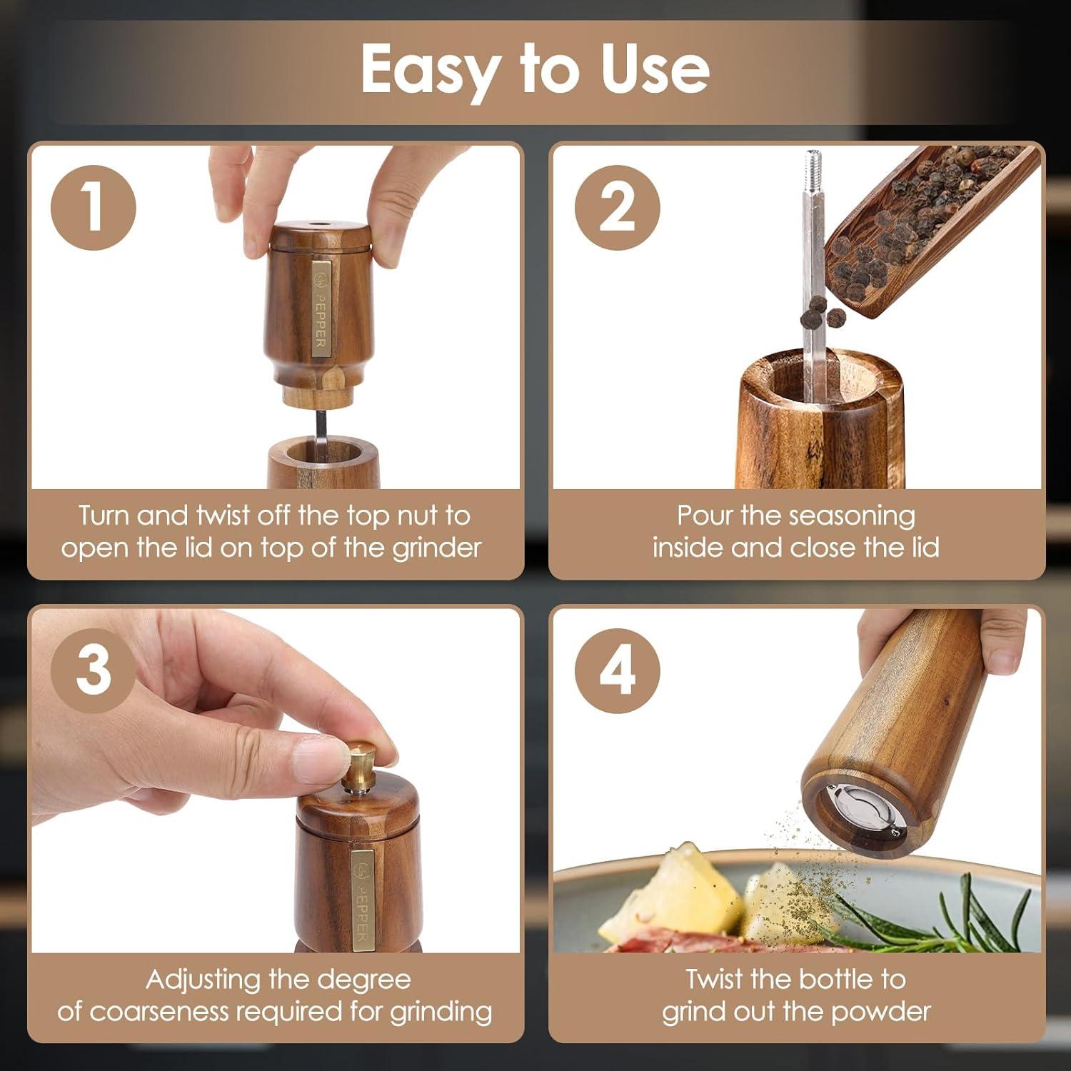 Juego de Molinillos de Sal y Pimienta Foyucool 20 cm Madera