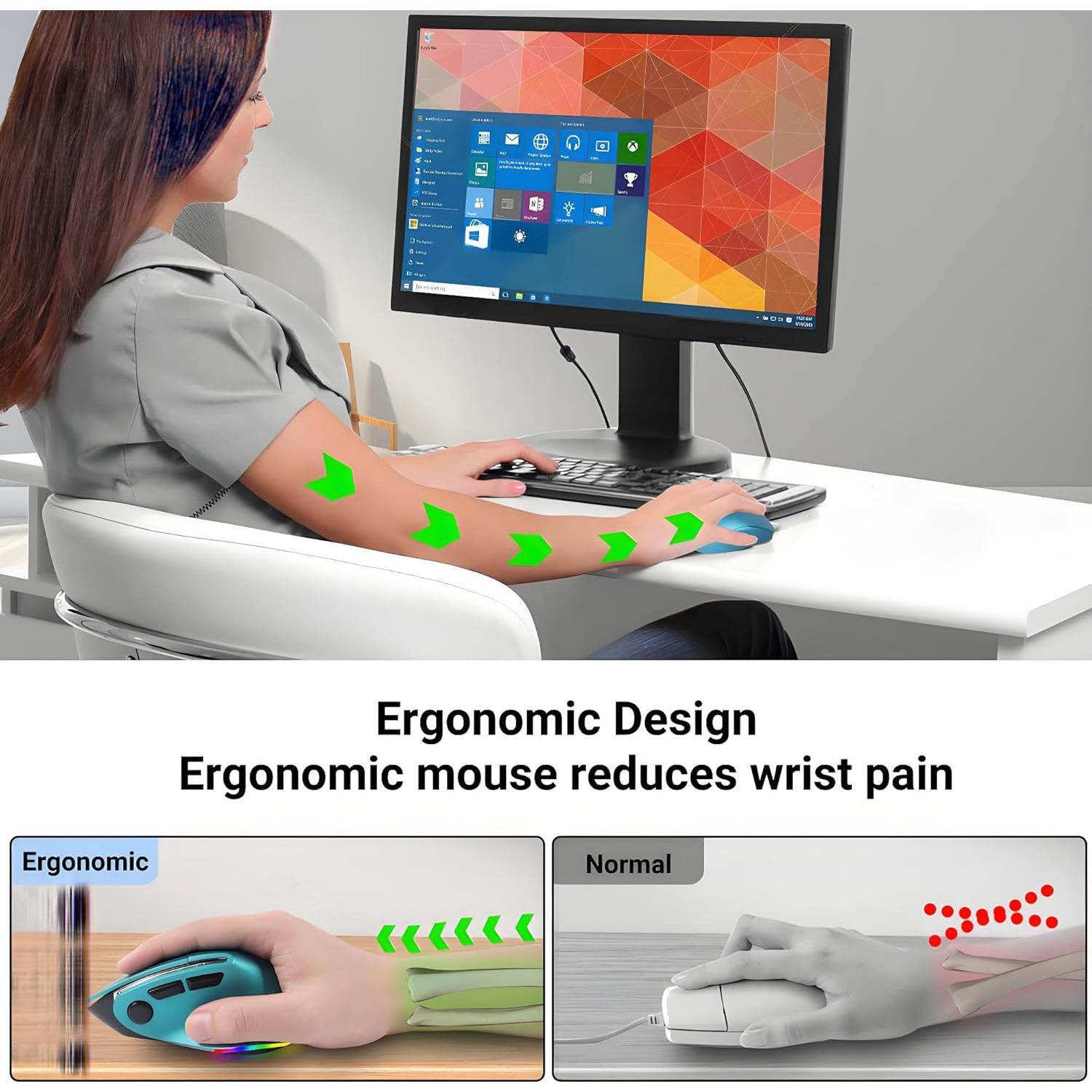 Ratón Ergonómico Inalámbrico KUYHRF Jiggler 2400 DPI Azul