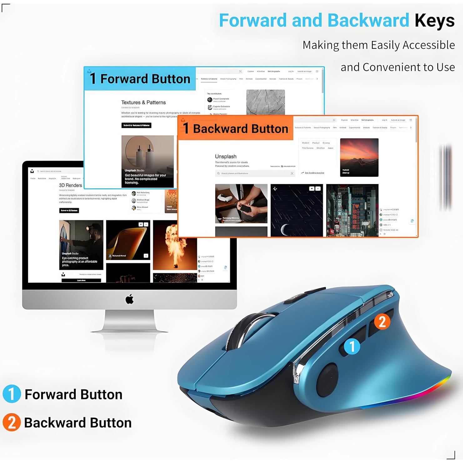 Ratón Ergonómico Inalámbrico KUYHRF Jiggler 2400 DPI Azul