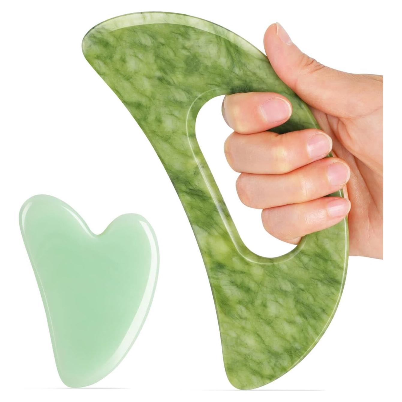 Juego de Herramientas de Masaje Gua Sha Crossmoon Jade Verde