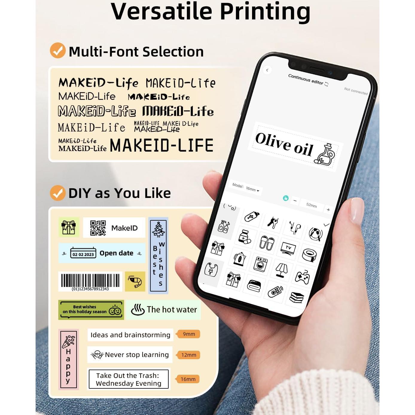 Etiquetadora Portátil Makeid L1 con 3 Cintas de 16mm