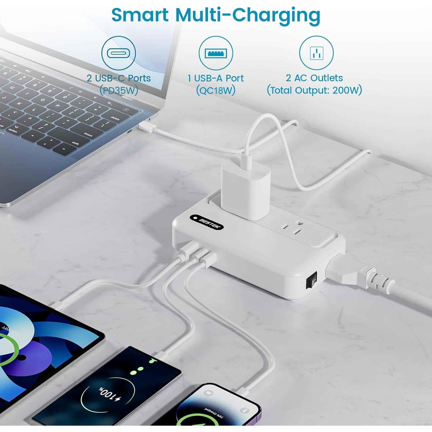 Convertidor de Voltaje BESTEK 220V a 110V con USB 3 Puertos