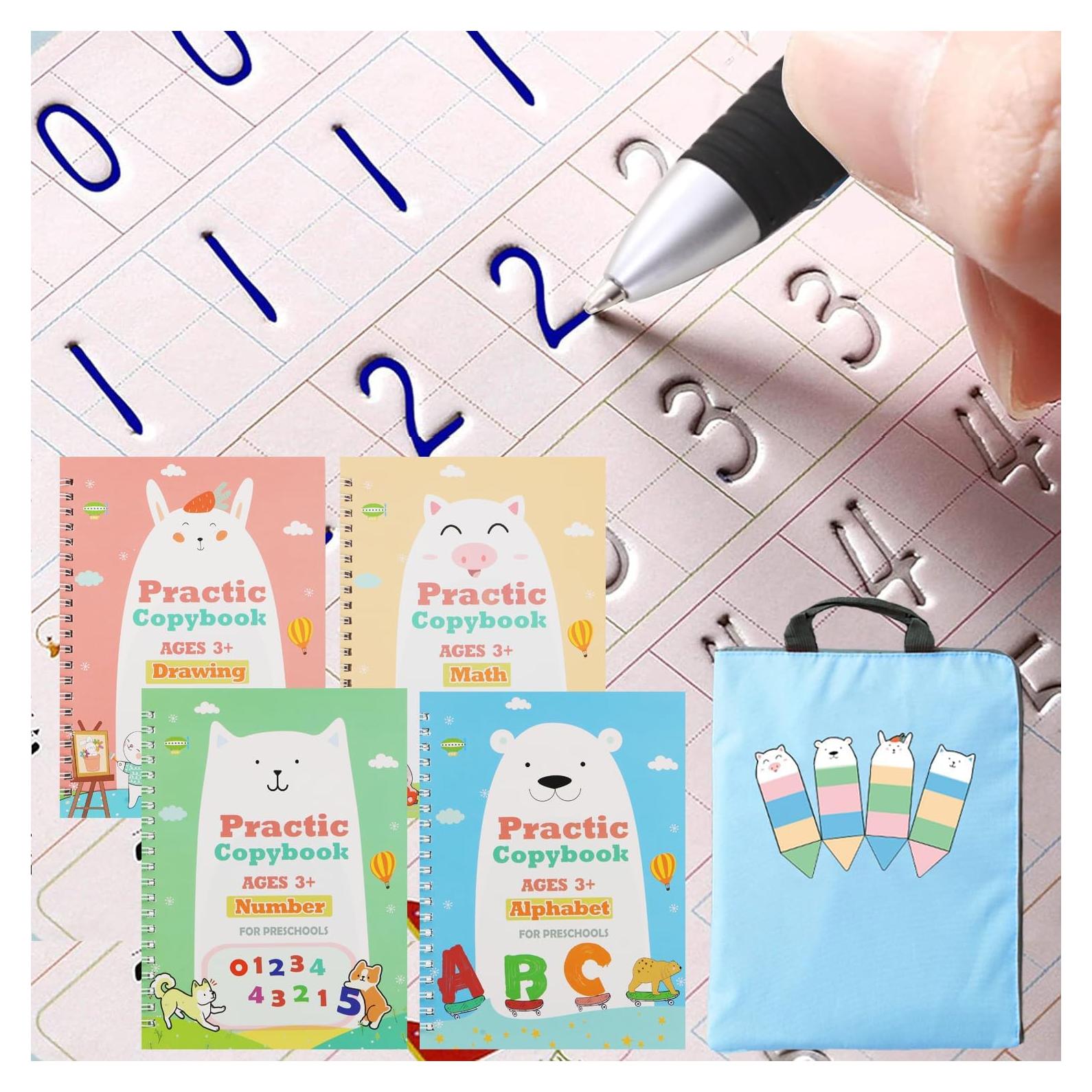 Cuaderno Reutilizable Caligrafía ESAUYB 4 Libros Azul 26x18.5cm