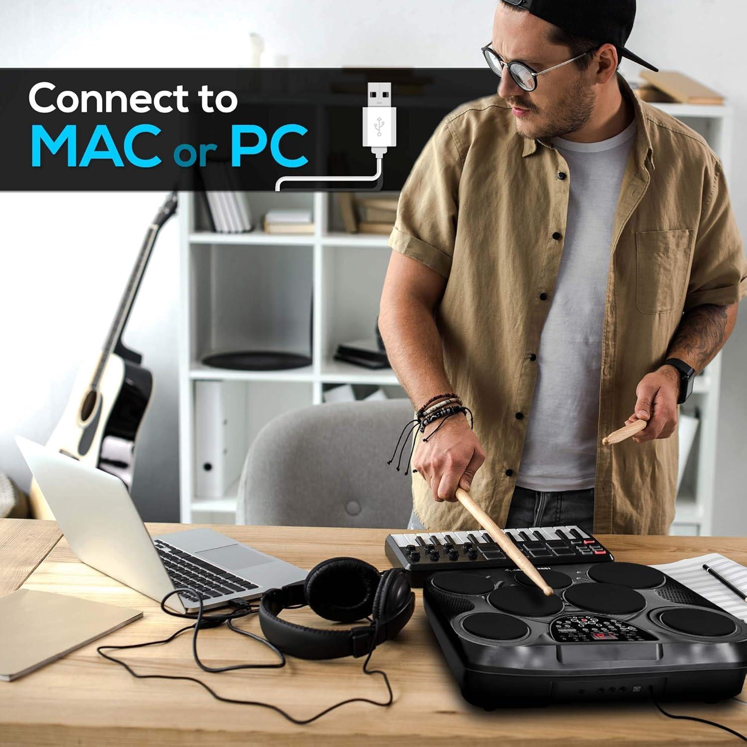 Juego de Batería Digital Pyle PTED01, 7 Pads, USB, 600 Sonidos