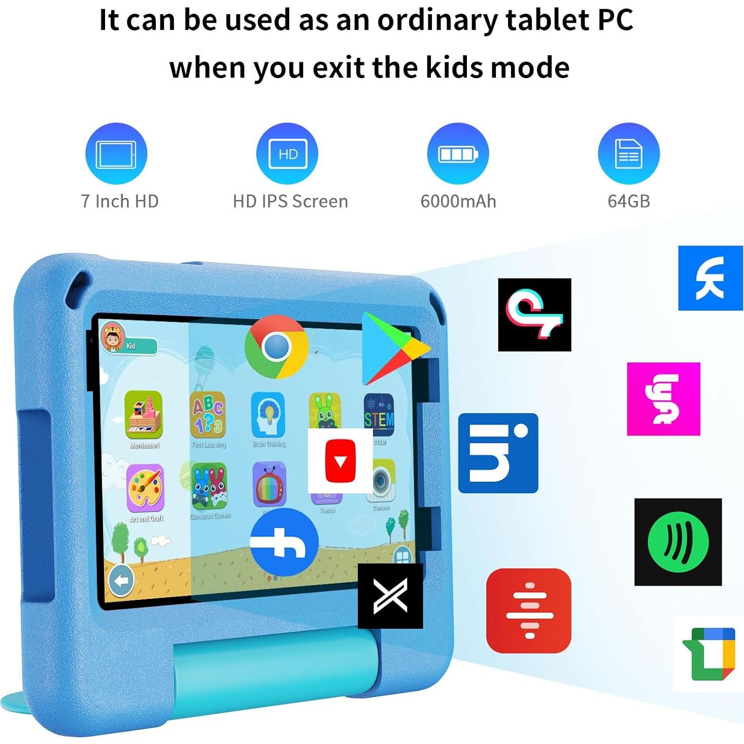 Tablet PRITOM TAB7 PRO Niños 7" 64GB 3GB RAM Android 14 Azul