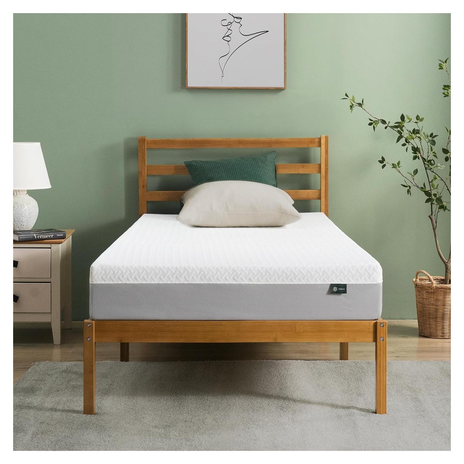 Colchón ZINUS Espuma Viscoelástica 8" Té Verde Individual