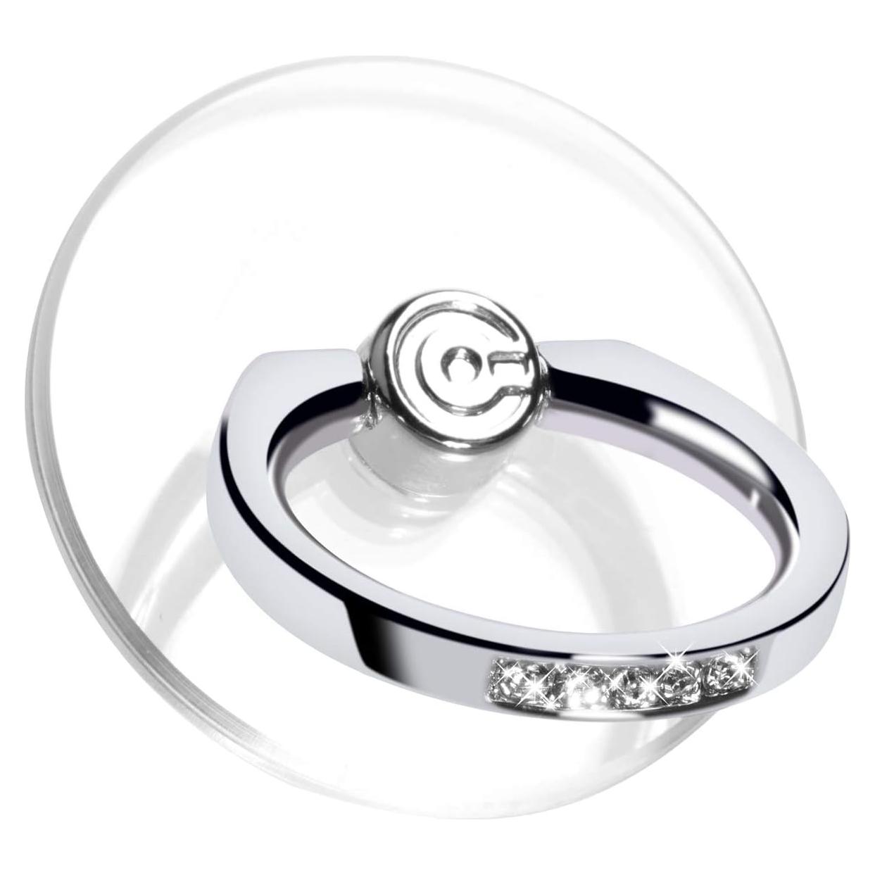 Soporte de Anillo Transparente EI Sonador 2 Diamantes Plateados