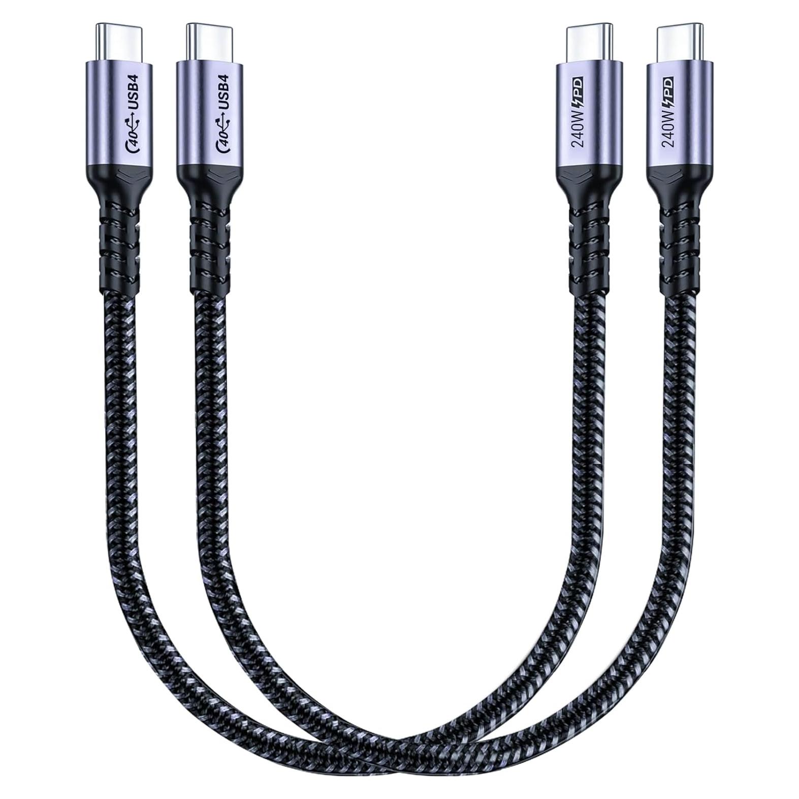 Cable USB C a USB C 240W SUMPK 1 pie 40Gbps 8K 2 paquetes