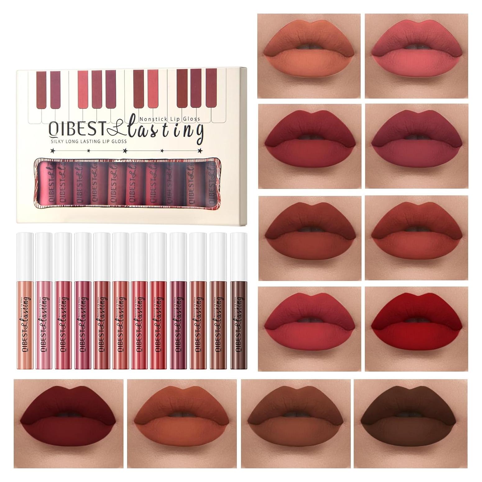 Juego de 12 Pintalabios Líquido Mate LEPKE 30 ml Larga Duración