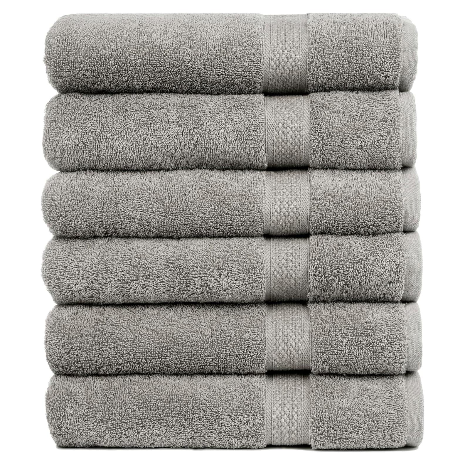 Juego de 6 Toallas de Baño Pleasant Home 100% Algodón Gris