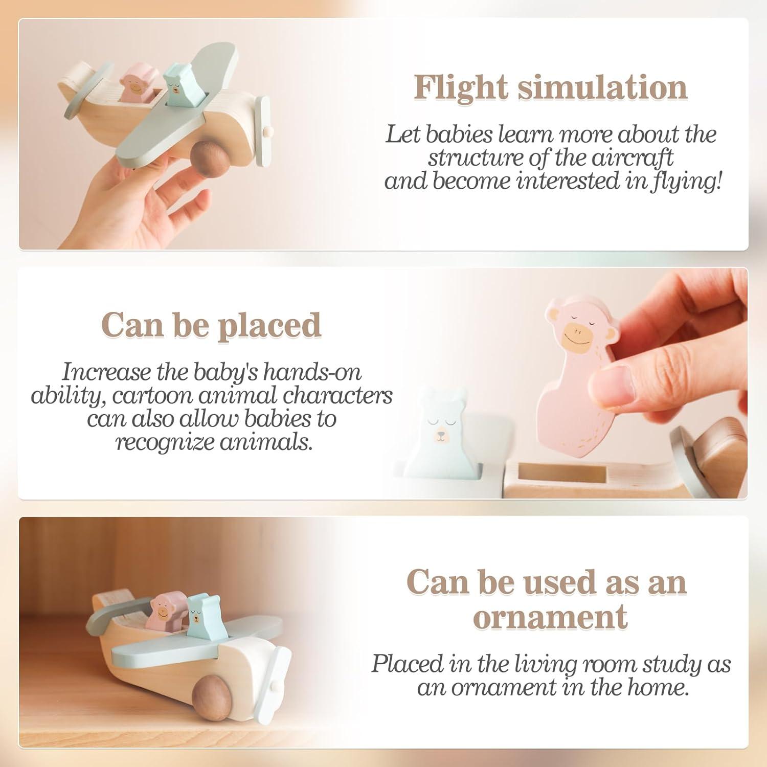 Juguete de Madera Avión ibwaae para Bebés y Niños