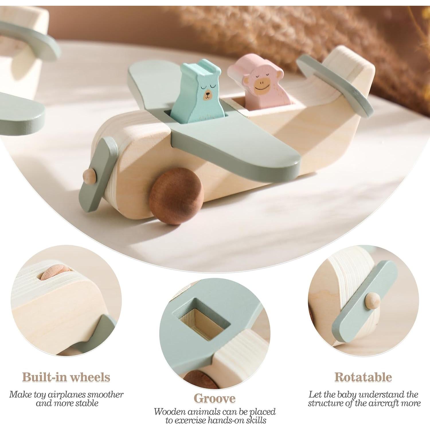 Juguete de Madera Avión ibwaae para Bebés y Niños