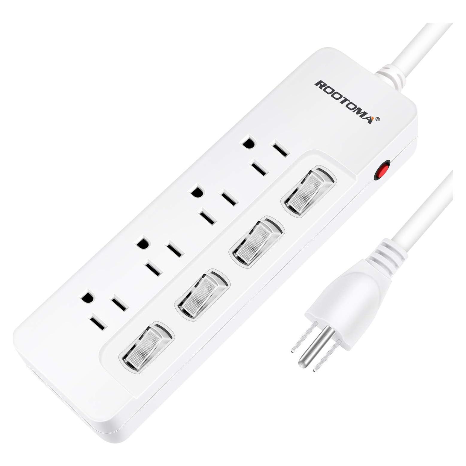 Cable de Extensión ROOTOMA 1.8m 4 Salidas AC con Interruptores