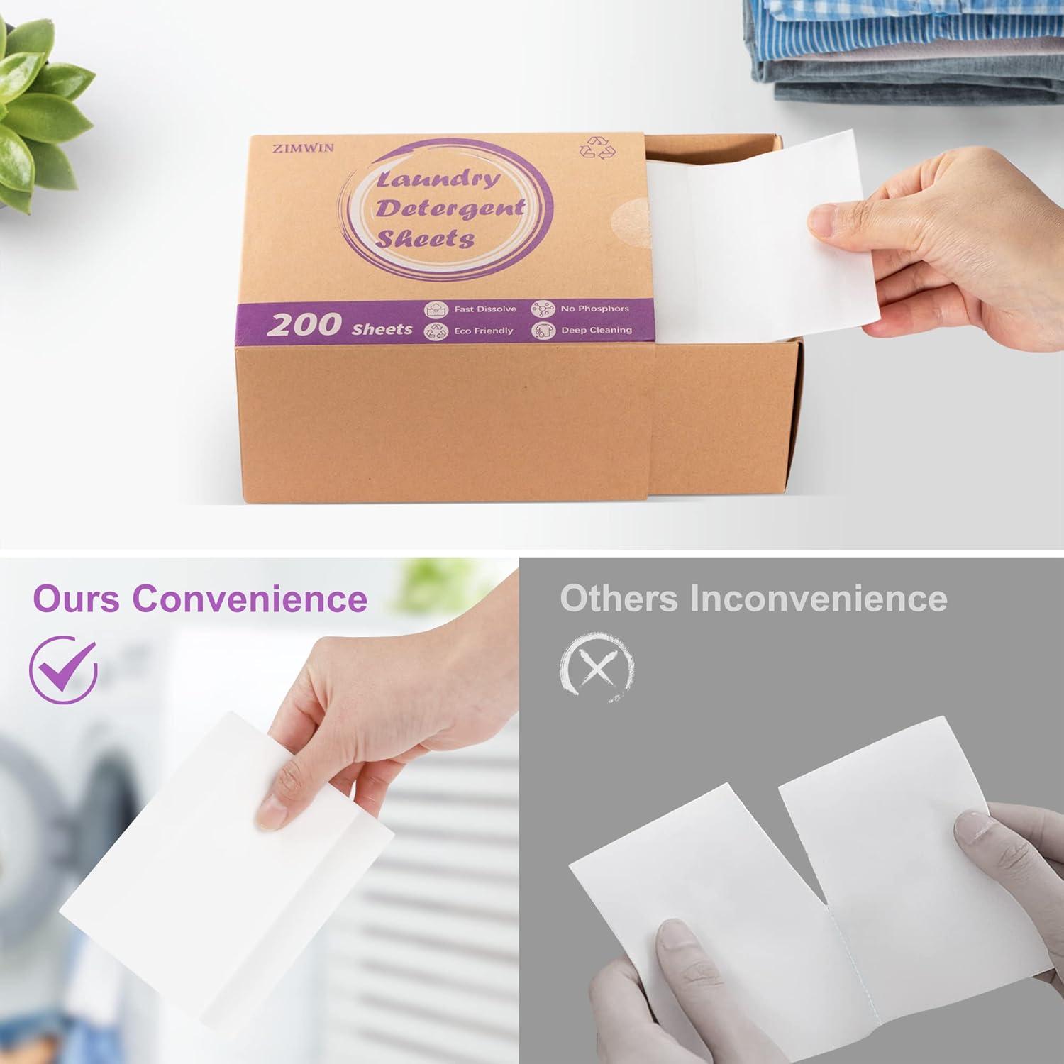 Hojas de detergente para lavandería Zimwin - 200 cargas lavanda