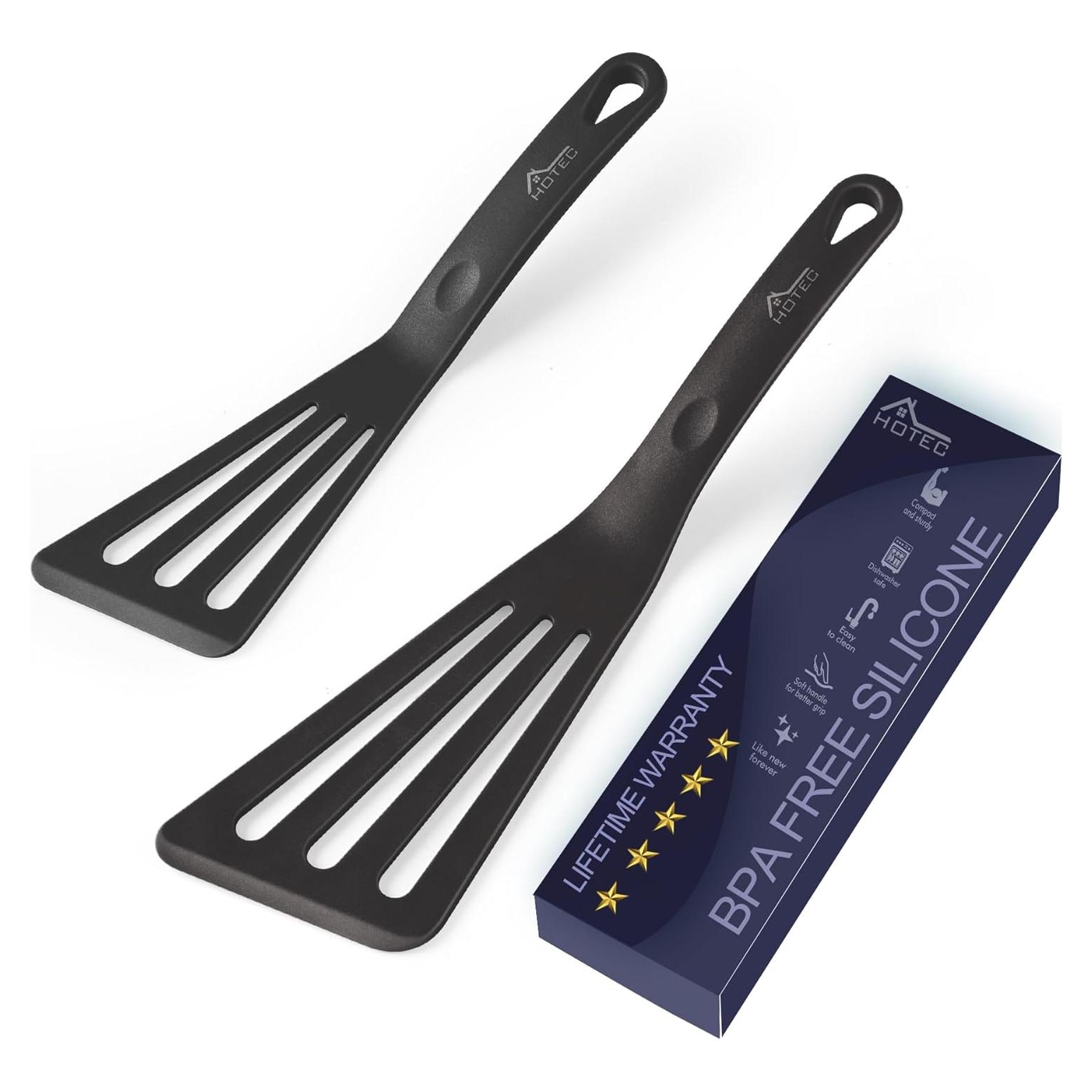 Juego de espátulas de silicona HOTEC 2 piezas, resistentes al calor
