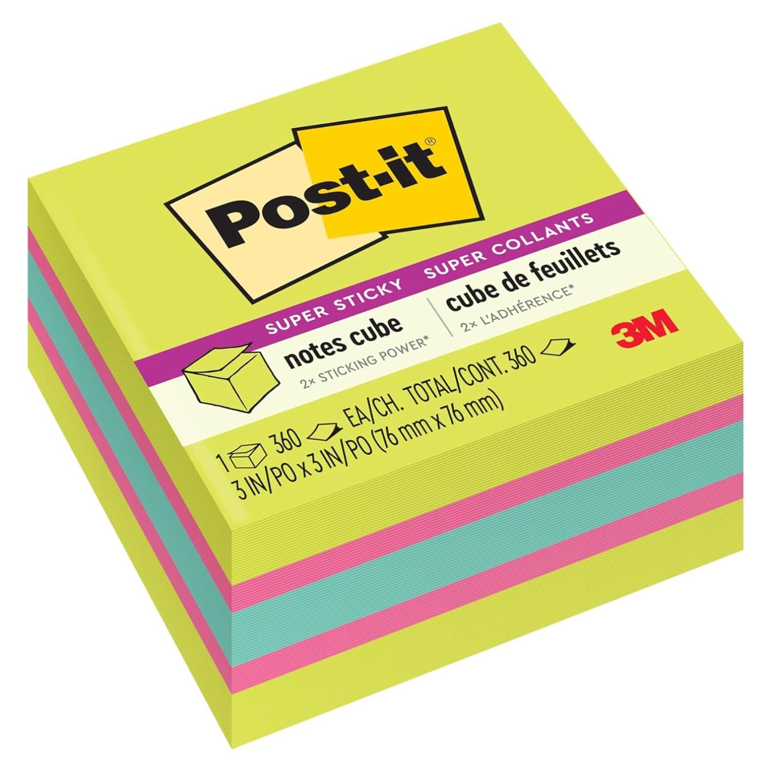 Post-it Notas Super Adhesivas 7.6x7.6 cm Colores Brillantes 360 Hojas
