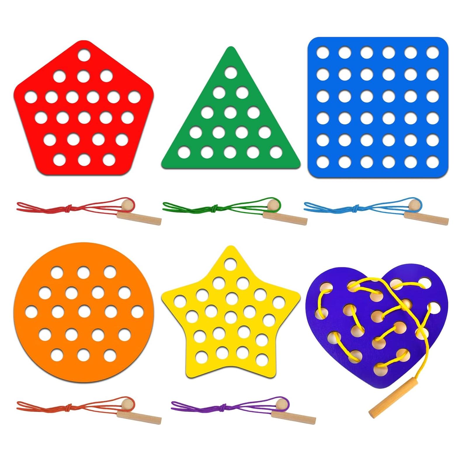 Juguete de Enhebrado Geométrico ECam para Niños 3-6 Años