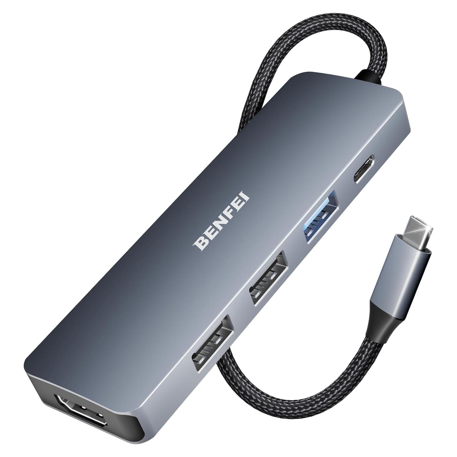 Hub USB-C 5-en-1 BENFEI con HDMI 4K y 100W de Carga