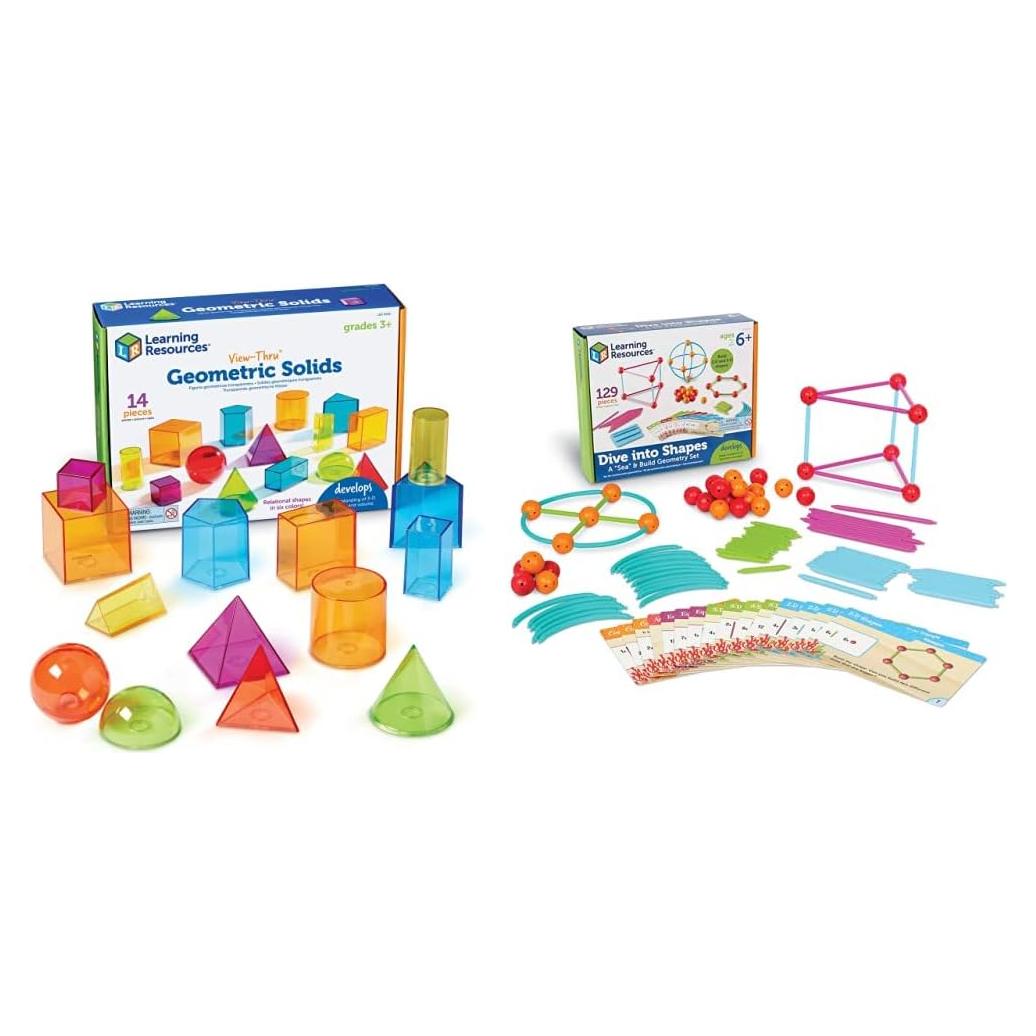 Conjunto de Geometría 3D Transparentes 14 Piezas + 129 Piezas