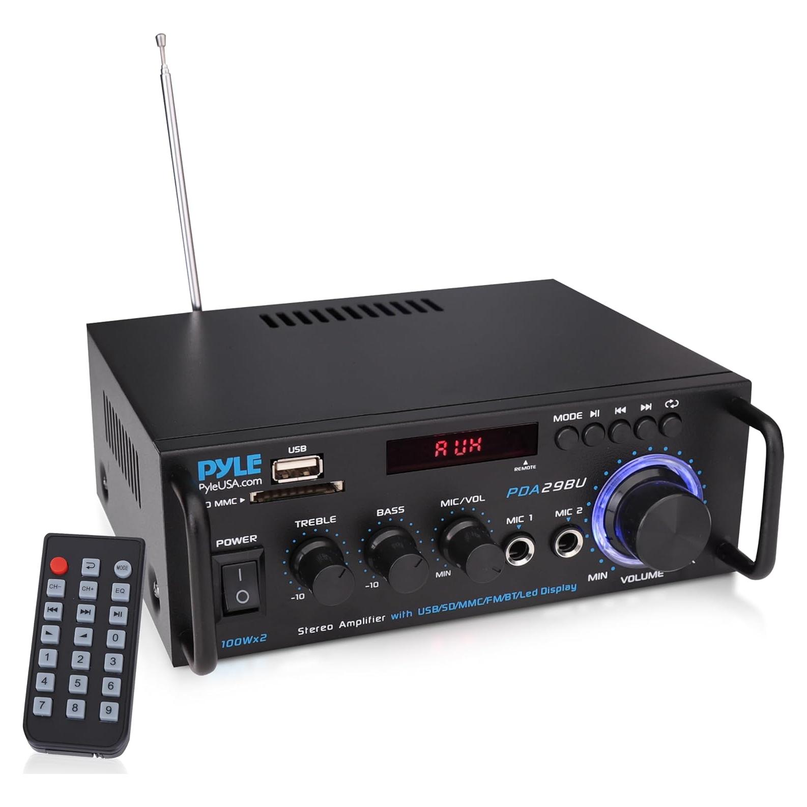 Amplificador Estéreo Pyle PDA29BU.5 200W Bluetooth RCA USB FM