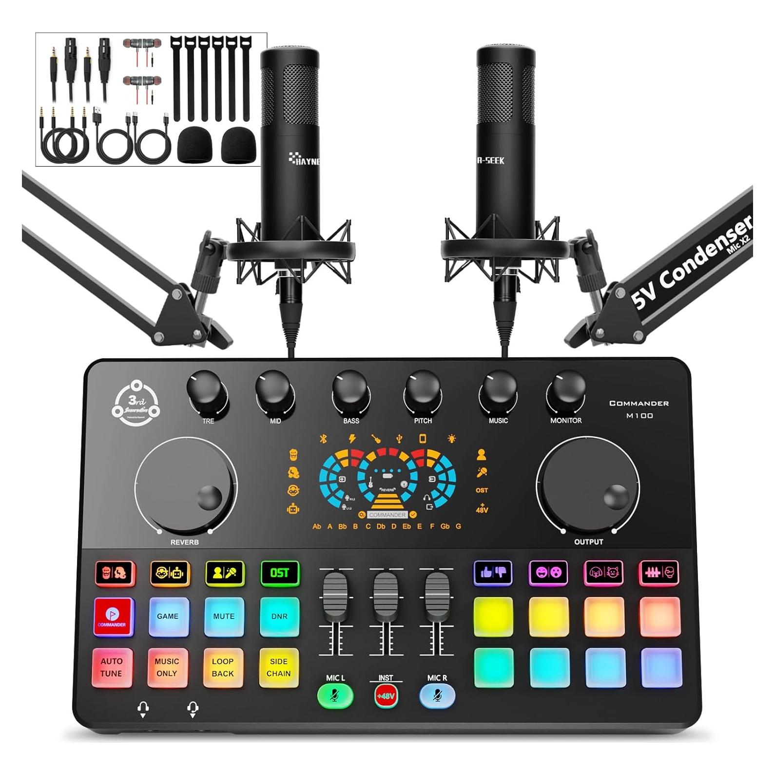 Paquete de Podcast para 2 con Mezclador DJ COMMANDER M100