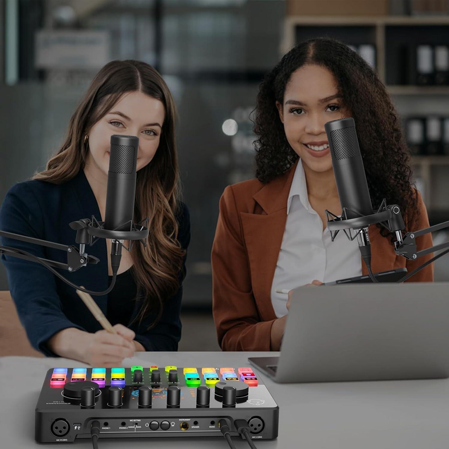 Paquete de Podcast para 2 con Mezclador DJ COMMANDER M100