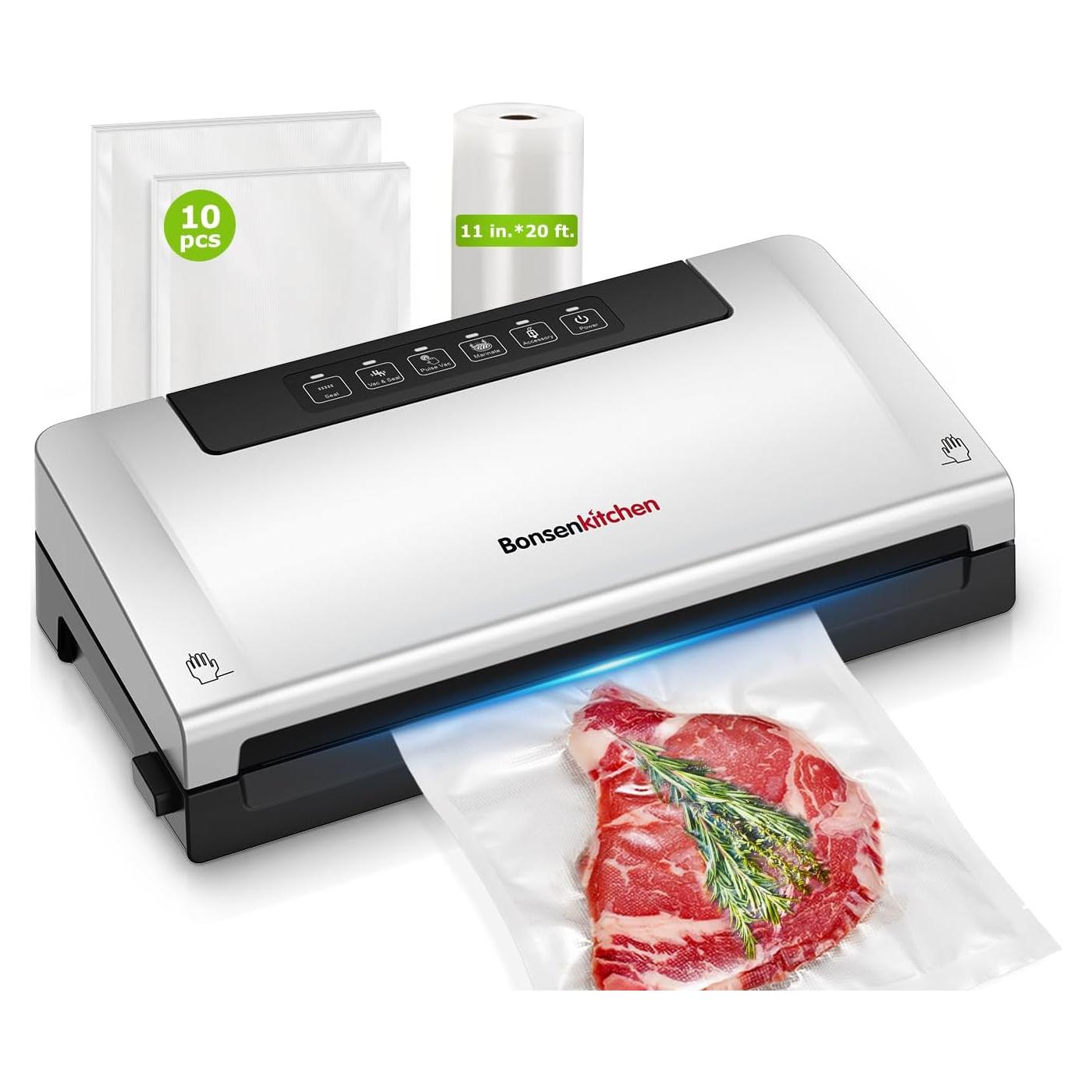 Máquina de Sellado al Vacío Bonsenkitchen VS3000 Plata 5 Modos