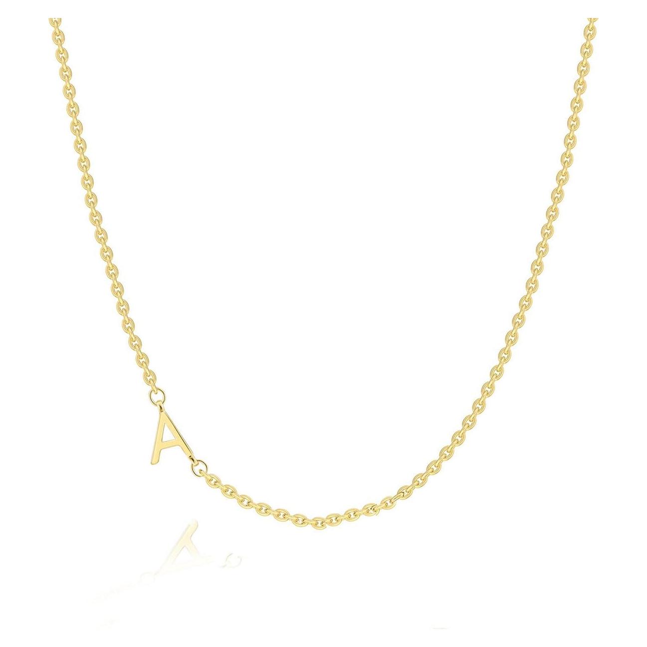 Collar Inicial Dainty de Oro 14k LuckFairy para Mujeres