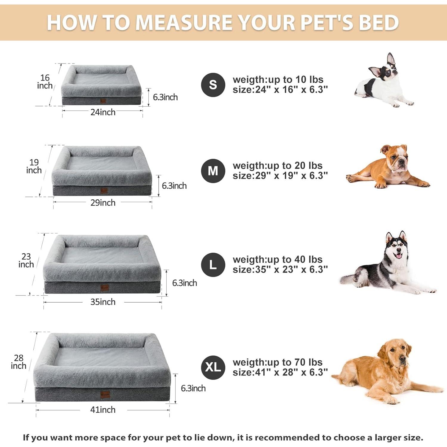 Cama para Perros BFPETHOME Mediana Lavable Impermeable 74x48 cm