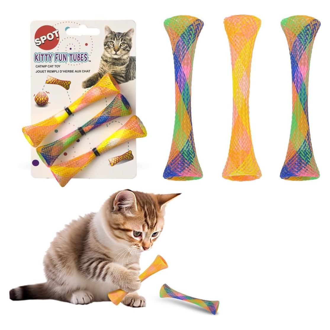 Juguete Interactivo para Gatos SPOT - Tubos Rebotantes con Hierba Gatera - 3 Piezas