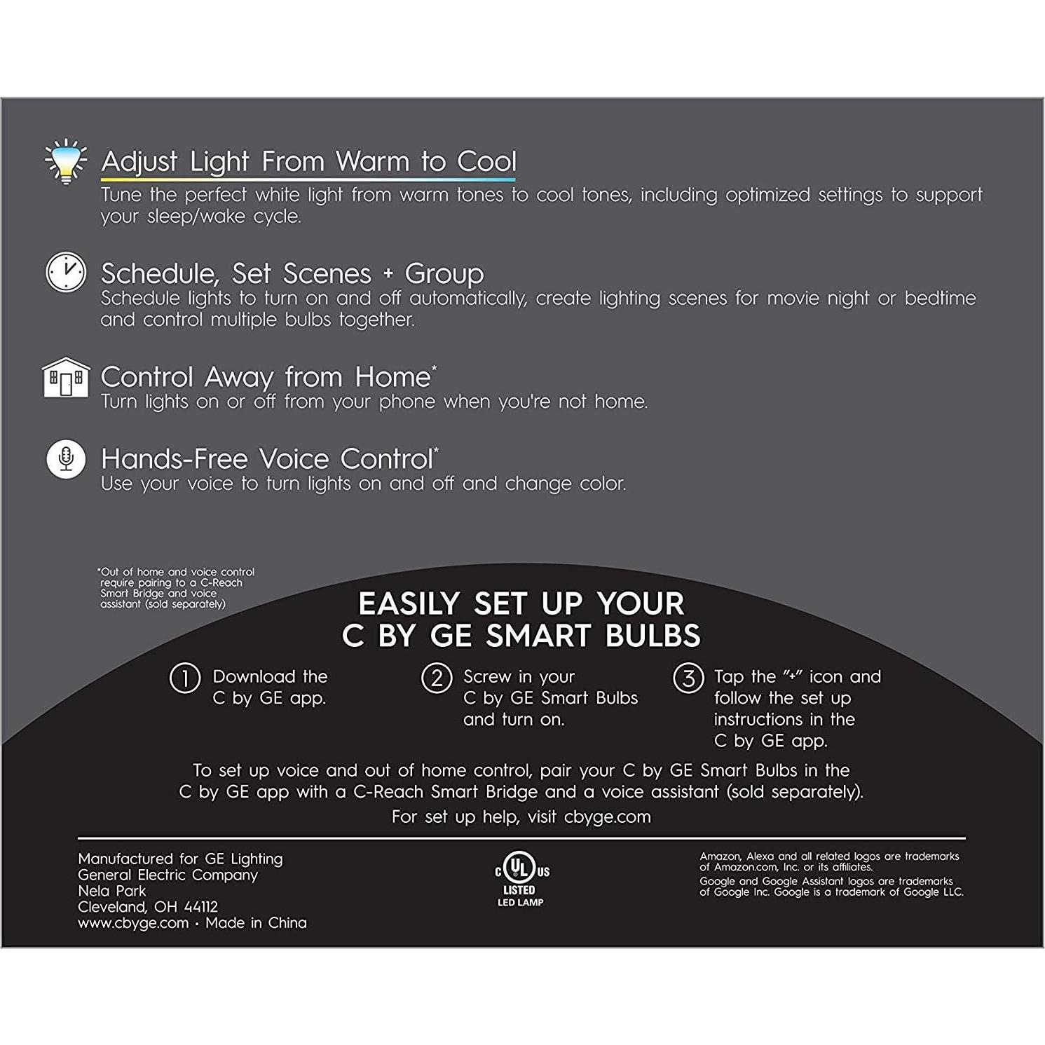 Bombillas LED inteligentes GE CYNC BR30, 2 unidades, blanco ajustable