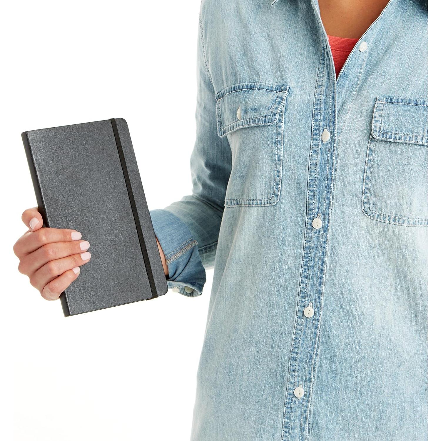 Cuaderno Clásico de Cuadrícula Amazon Basics, 240 Páginas, Tapa Dura, Negro, 12.7 x 21 cm