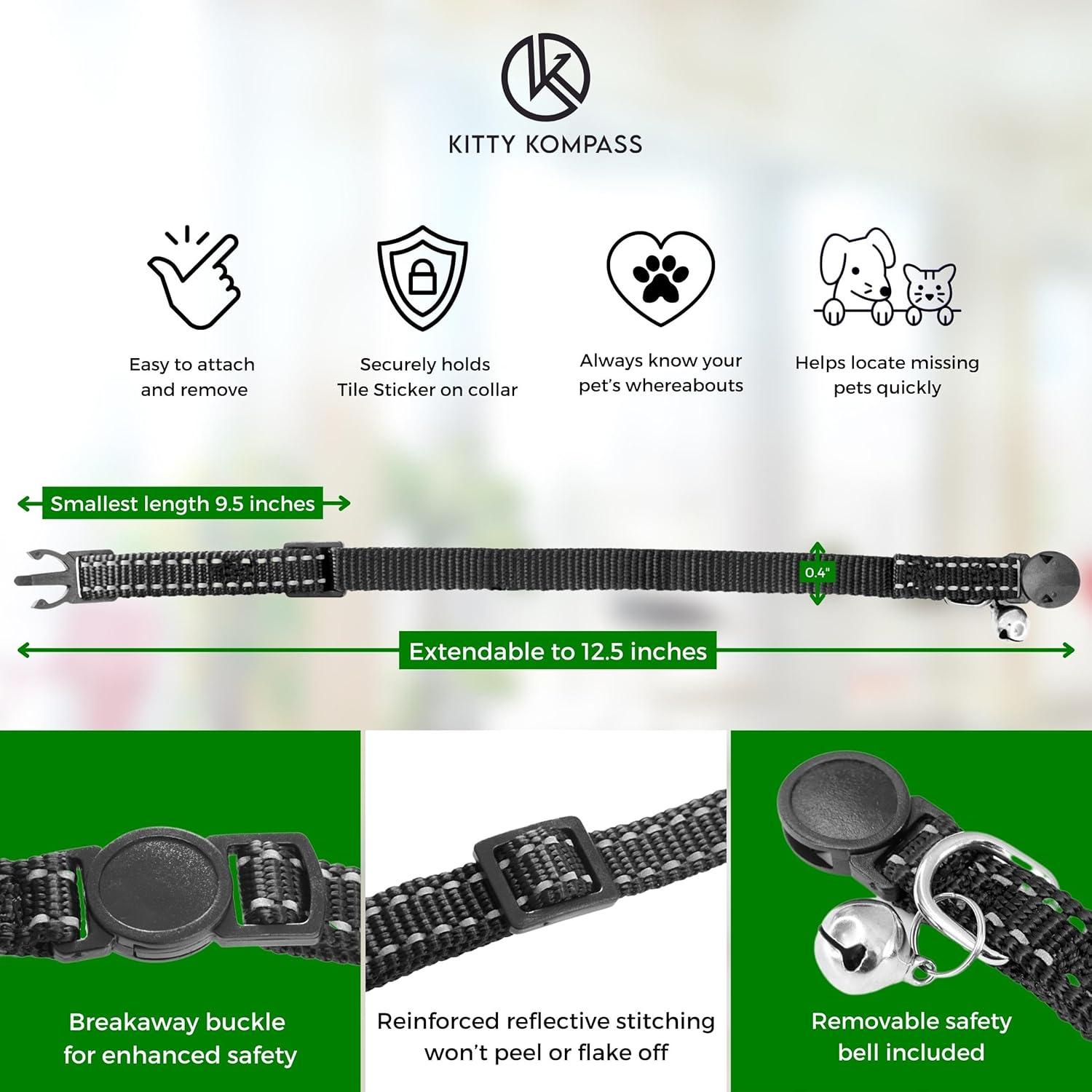 Collar para Gato Kitty Kompass Negro - Soporte Etiqueta Azulejo 2024