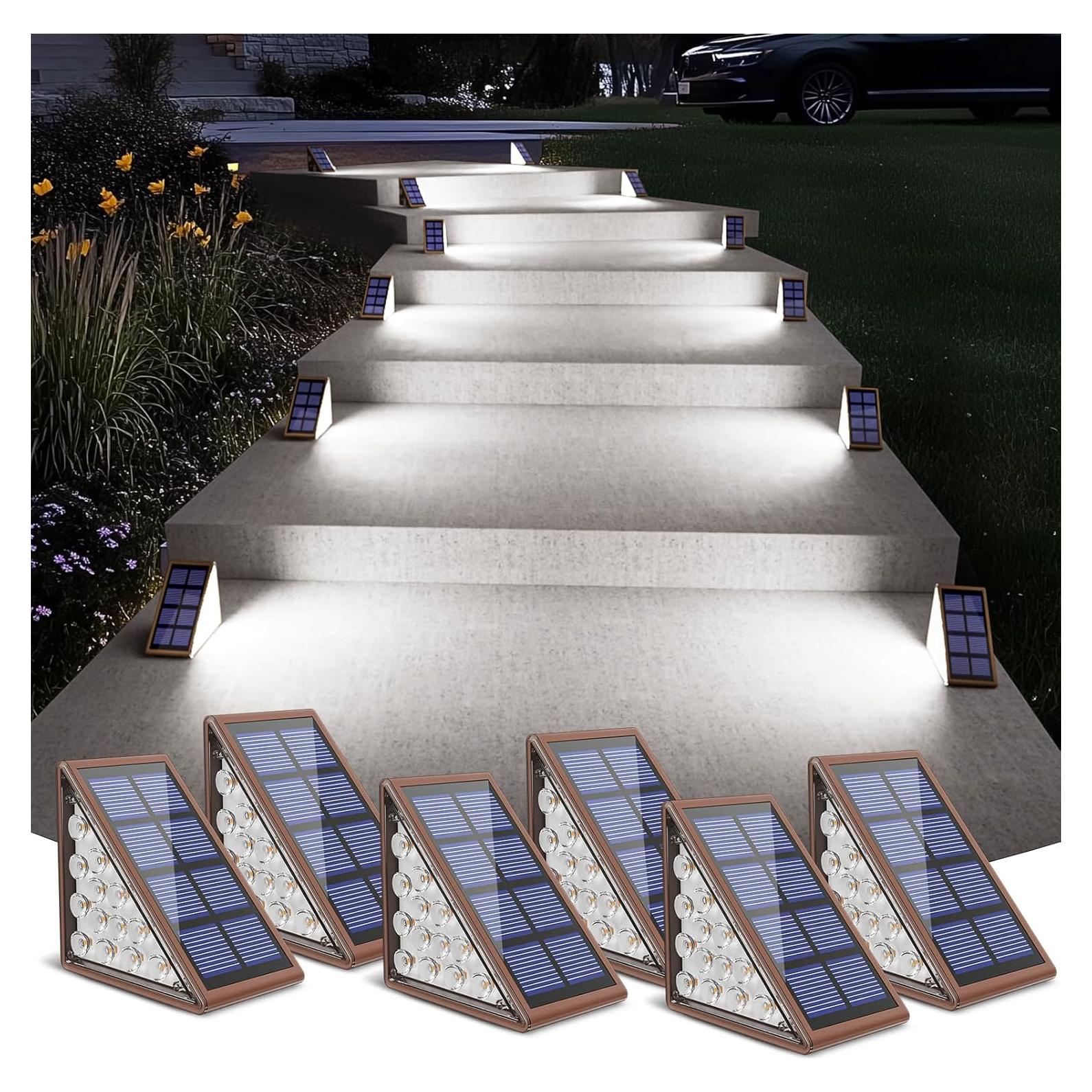 Luces de Escalera Solares NIORSUN 13 LEDs IP67 6 Paquete