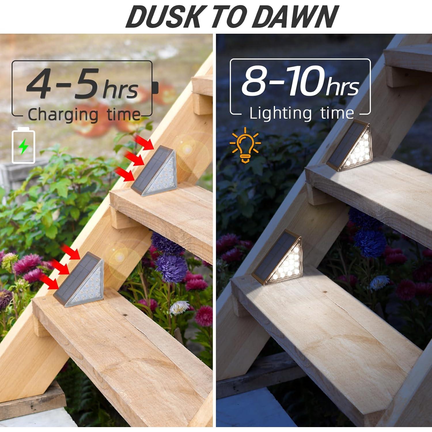 Luces de Escalera Solares NIORSUN 13 LEDs IP67 6 Paquete