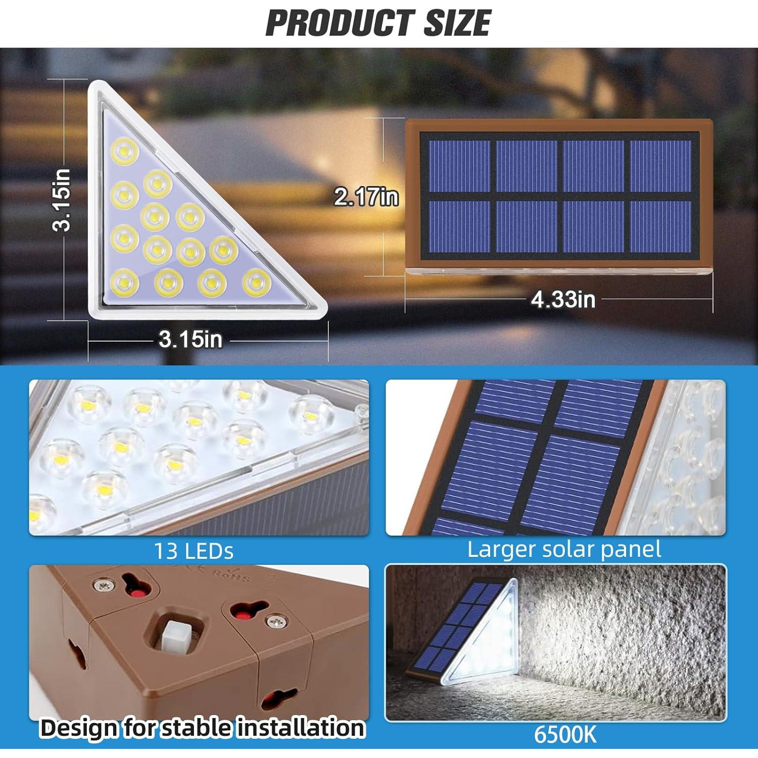 Luces de Escalera Solares NIORSUN 13 LEDs IP67 6 Paquete
