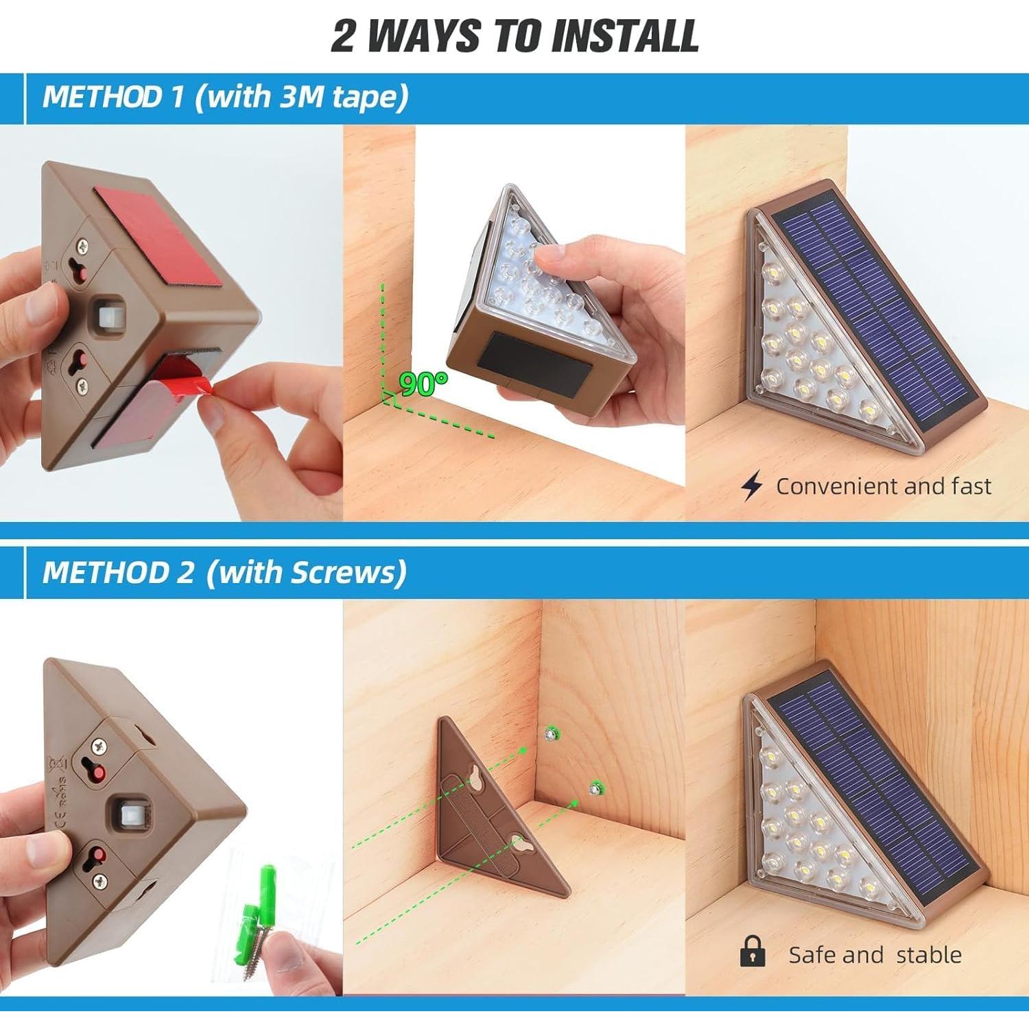 Luces de Escalera Solares NIORSUN 13 LEDs IP67 6 Paquete