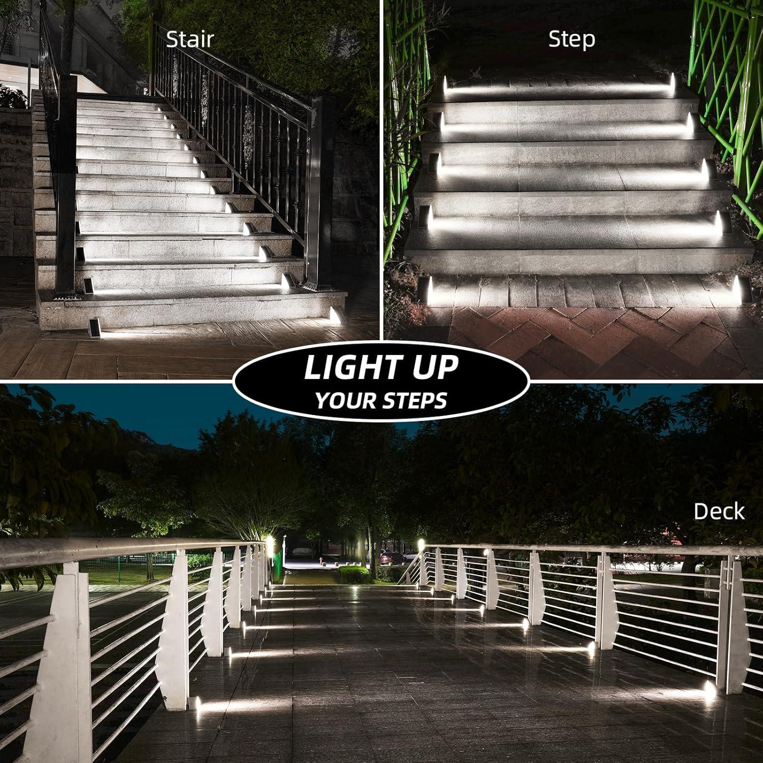 Luces de Escalera Solares NIORSUN 13 LEDs IP67 6 Paquete