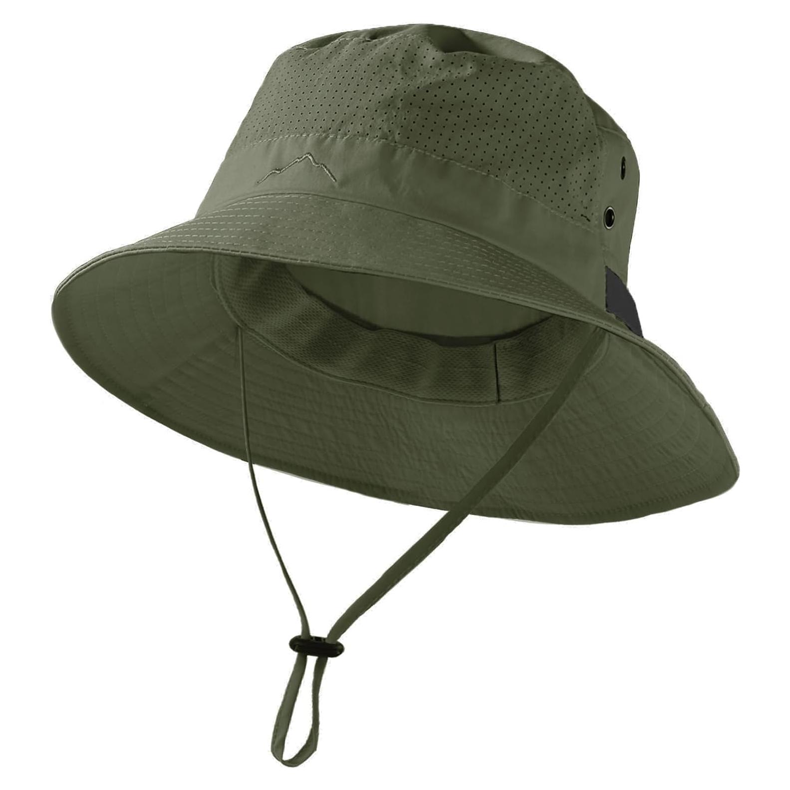 Sombrero de Cubo Verde Militar Unisex UPF 50+ Ajustable