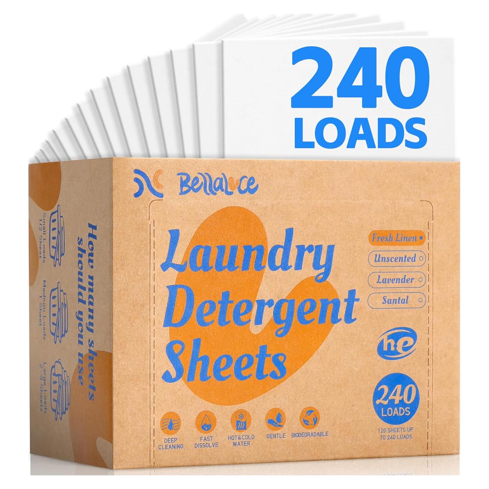Hojas de Detergente Ecológicas Bellaluce 240 Cargas Lino Fresco