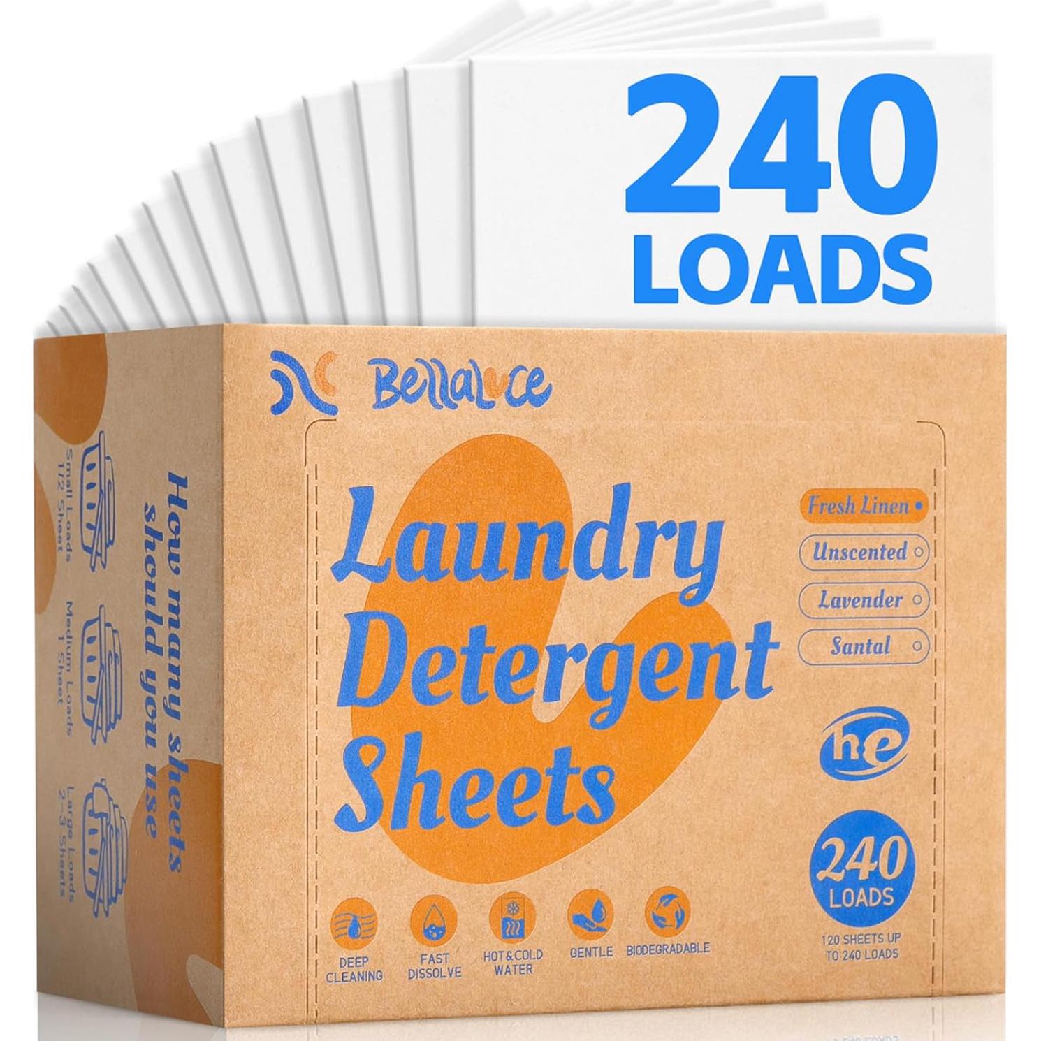 Hojas de Detergente Ecológicas Bellaluce 240 Cargas Lino Fresco