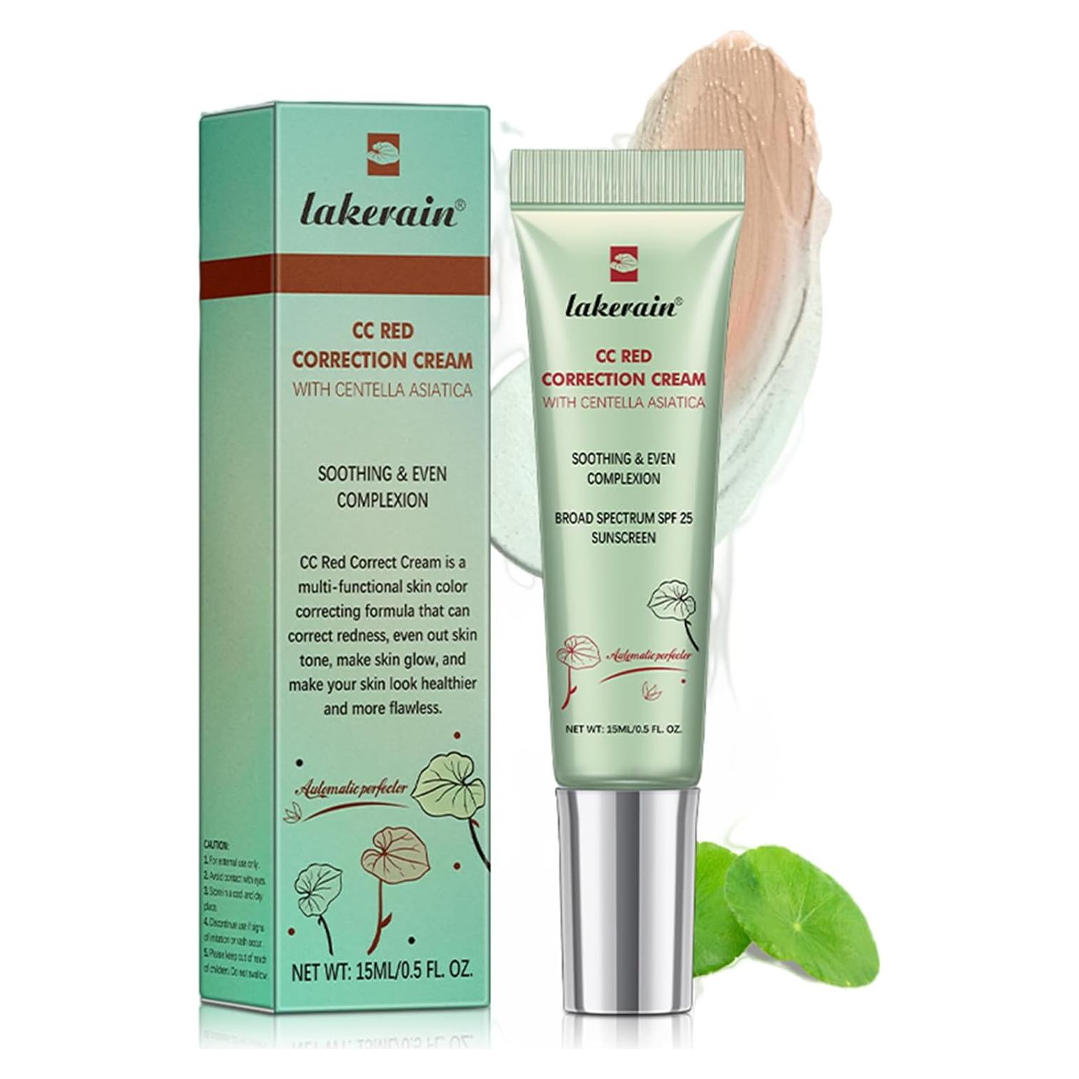 Crema CC Corrector Rojo Pdtwq con Centella, SPF Hidratante