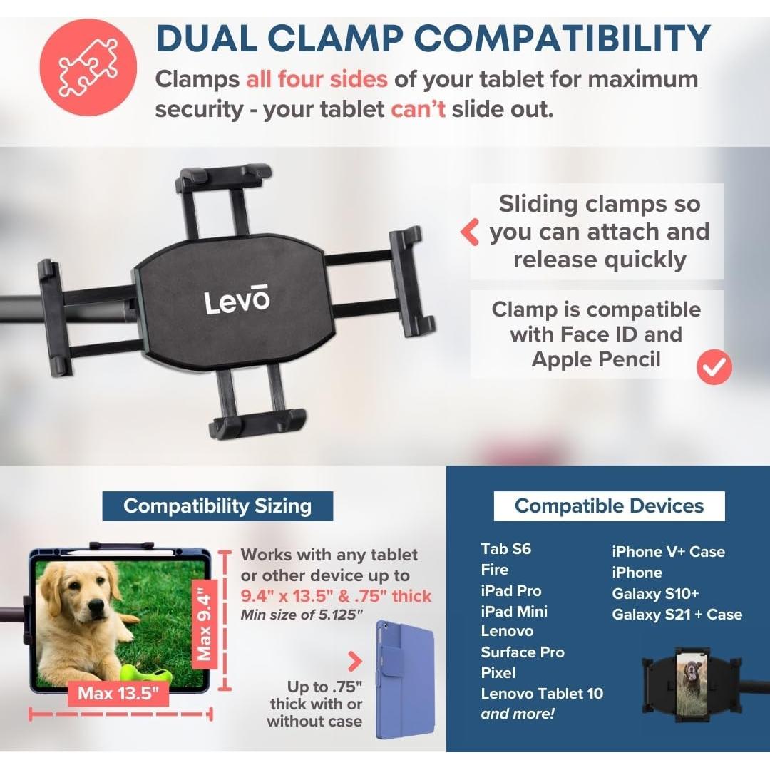 Soporte Rodante para Tabletas LEVO G2 Deluxe - Color Gunmetal