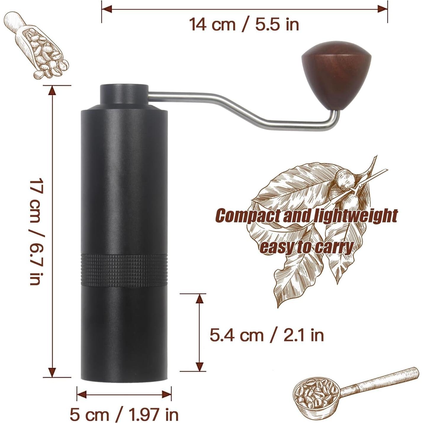 Molino de Café Manual EZLucky - Acero Inoxidable 420, Negro