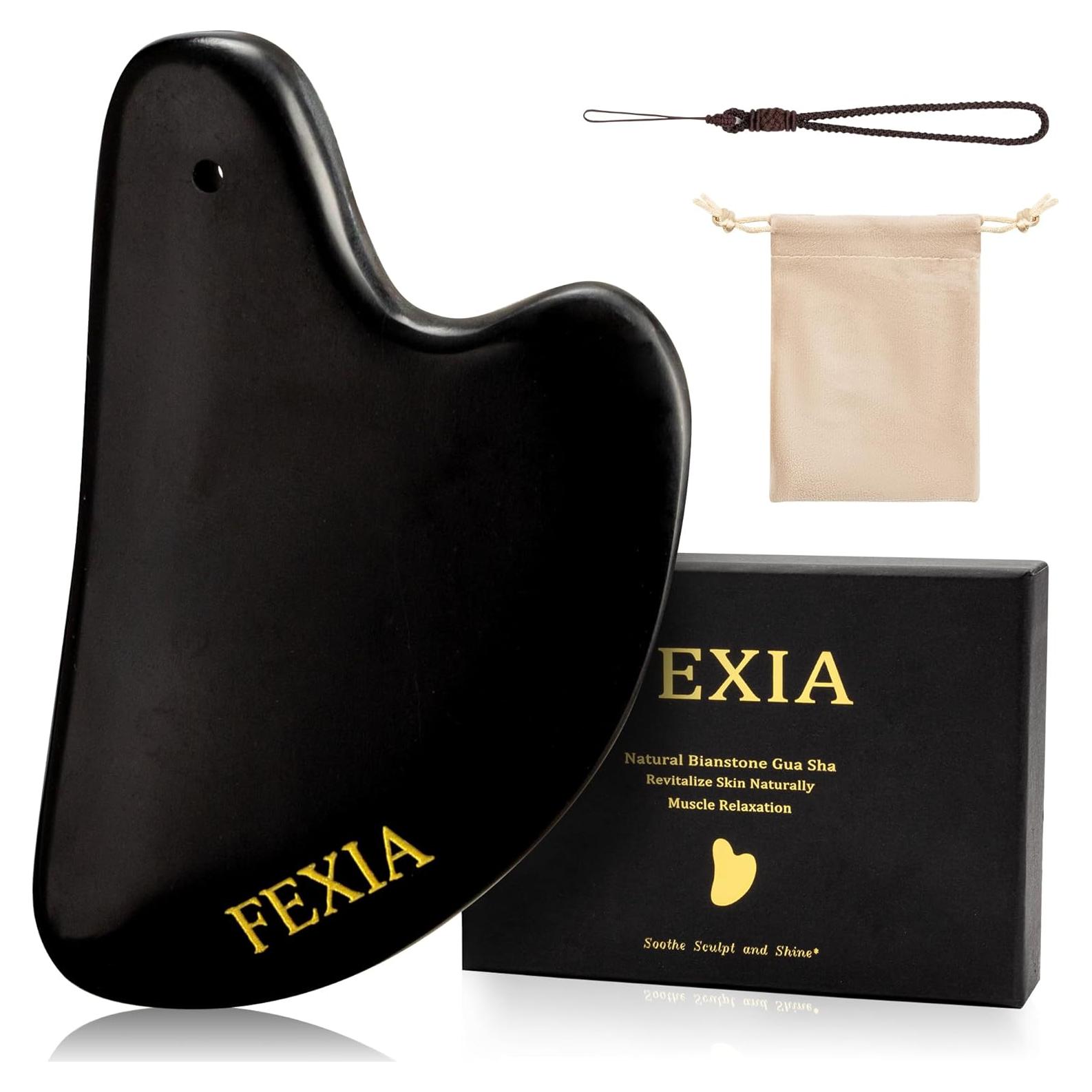 Gua Sha FEXIA Piedra Bian Negra Natural 1 PC Masaje Facial