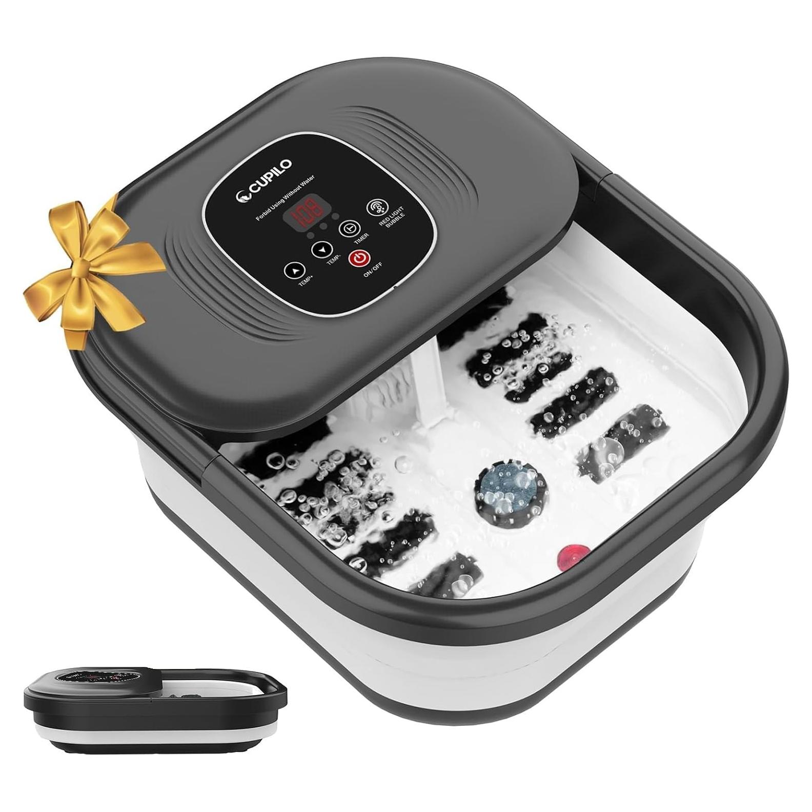 Masajeador de pies CuPiLo con calor y burbujas, plegable